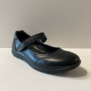 Ecco Women's Black Leather Velcro Mary Jane Ballet Flat Shoes Size 8.5, EU 38